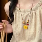Yellow Resin Daisy Necklace