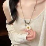 White Resin Daisy Necklace