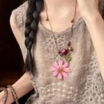 Pink Resin Cosmos Flower Necklace